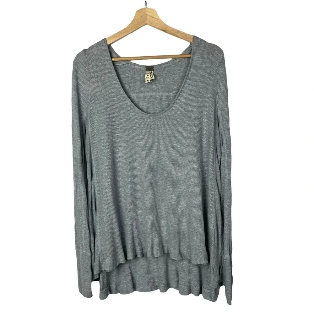 Free People We‎ the Free Light Gray Malibu Thermal Long Sleeve XS